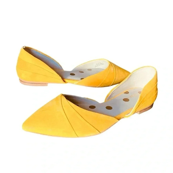BODEN | Women's Henrietta Suede Pointed Toe D'Orsay Yellow Flats Size 38.5 - Picture 3 of 8